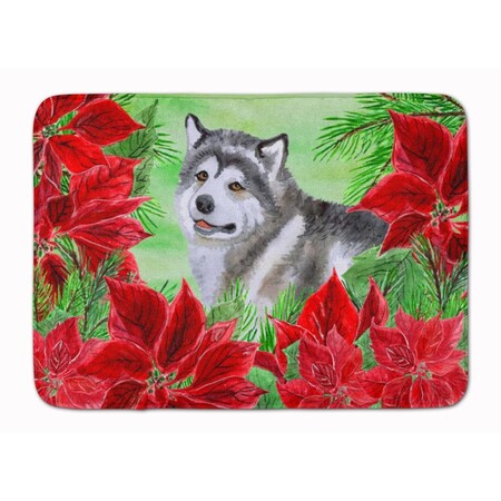 Carolines Treasures Alaskan Malamute Poinsettas Machine Washable Memory Foam Mat CK1287RUG
